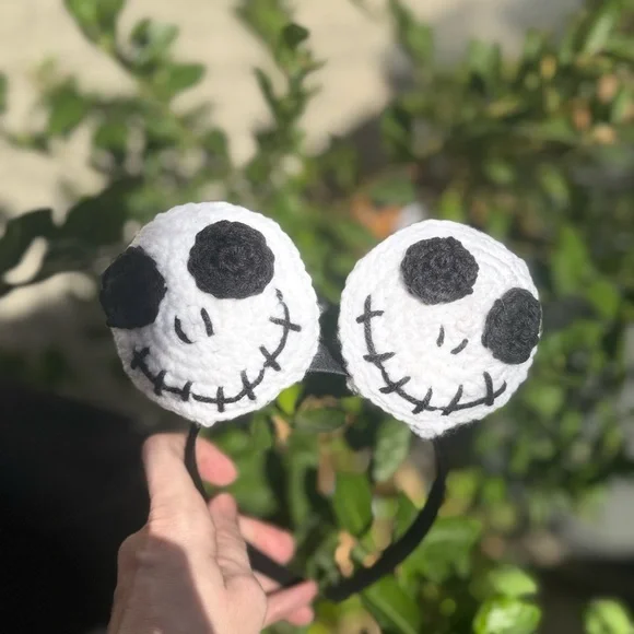 Crochet Jack Skellington Mickey Ears - Picture 3 of 4